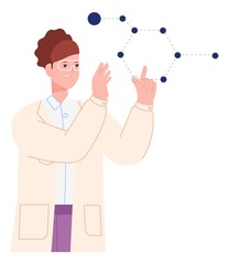 Woman studying visual structure. Science research concept