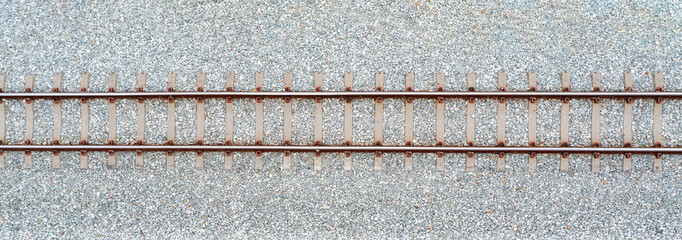 Top view of railroad tracks. Banner panorama background