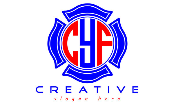 CYF three letters circle monogram initial geometric curves logo design, vector template