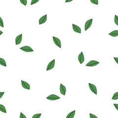 Seamless pattern with leaves on a white background. Vector illustration simple hand drawn flat style calm Neutral natural