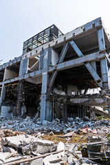 Close up of building demolition site