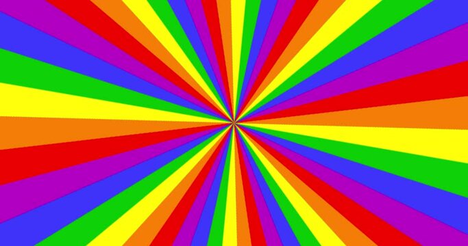 Spinning lgbt rainbow background, gay pride parade spinning rainbow rays