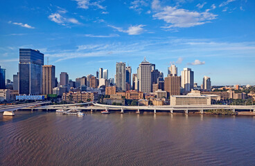 Fototapeta premium Aerial view of the skyline of the Central Business district of Brisbane, Queensland, Australia
