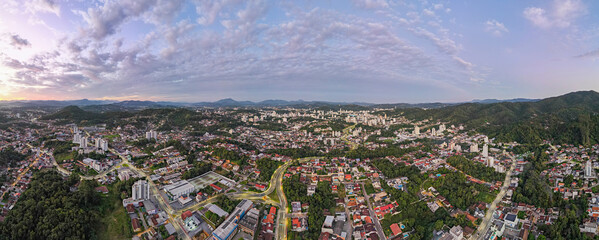 Panoramic aerial image with drone of the city of Blumenau