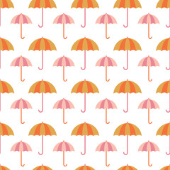 Fototapeta na wymiar White seamless pattern with colorful umbrellas.