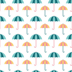 Fototapeta na wymiar Seamless pattern with pink and blue umbrellas