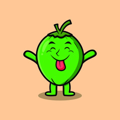 Cute cartoon Coconut character with flashy expression in cute style