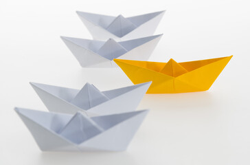 The yellow origami boat is the winner