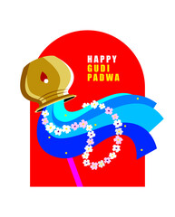 Vector flat Graphic Illustration of  Gudi or Gudhi Padwa signifies the arrival of spring. celebrated as a new year for Maratha people