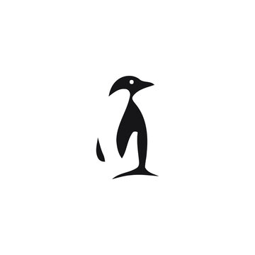 simple black penguin cartoon illustration