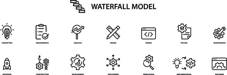 Waterfall - business model icon , vector - obrazy, fototapety, plakaty