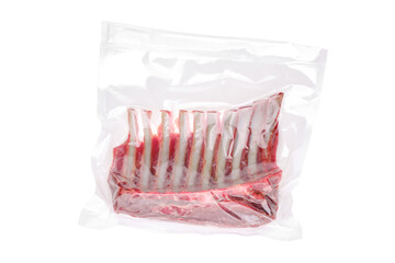 Vacuum sealed rack of lamb isolated on white © boomeart