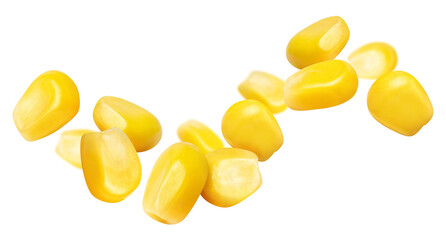 Tasty corn seeds composition, isolated on white background