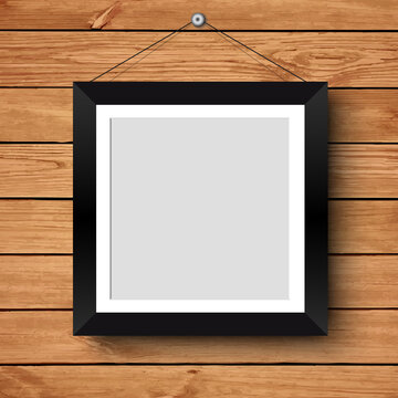 blank photo frame on the wall.vector illustration