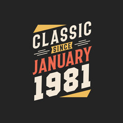 Classic Since January 1981. Born in January 1981 Retro Vintage Birthday