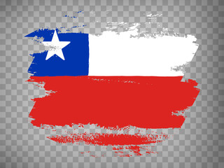 Flag Chile brush stroke background.  Flag of  Republic of Chile on tranparent backrgound for your web site design, app, UI.  Stock vector. EPS10.