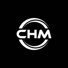 CHM letter logo design with black background in illustrator, vector logo modern alphabet font overlap style. calligraphy designs for logo, Poster, Invitation, etc.