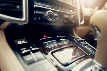 Fototapeta na wymiar Slick and ideal for your every day travels. Closeup shot of the interior of a motor vehicle.