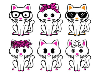 Cute cat  icon. pink cat icon on white background. happy cat icon standing and modern for  illustration.