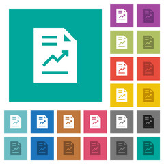 Report with graph solid square flat multi colored icons