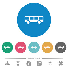 Bus side view flat round icons