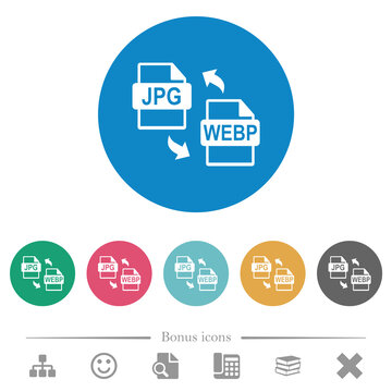 JPG WEBP file conversion flat round icons