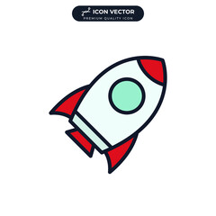 rocket startup icon symbol template for graphic and web design collection logo vector illustration