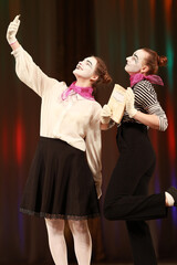 Actress girls clowns show show performance on stage