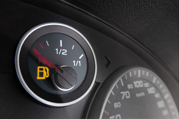 fuel gauge on dashboard
