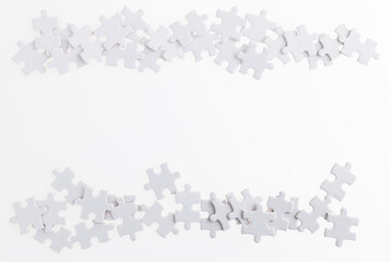 Pieces of jigsaw puzzle on white background