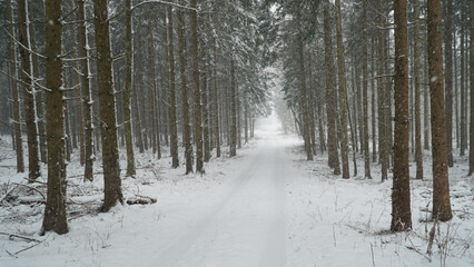 Cold winter landscapes on the Albsteig hiking path in Germany.