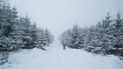 Cold winter landscapes on the Albsteig hiking path in Germany.