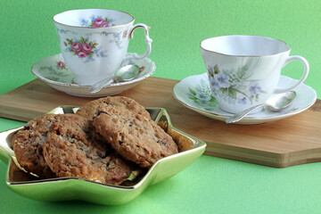 China Cups and Saucers to serve with Oatmeal Chocolate Chip Cookies