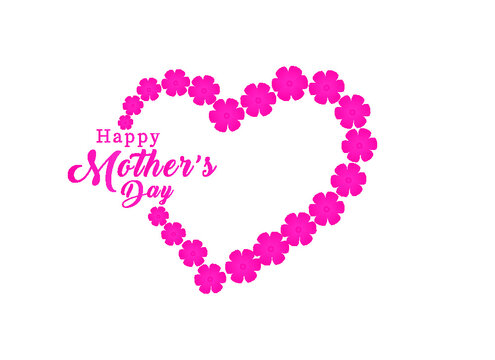 happy mother's day greeting card design with love and typography letter illustration