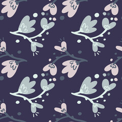 Abstract flowers seamless pattern. Creative floral endless wallpaper.