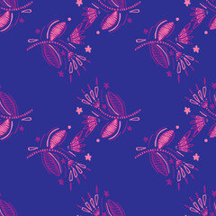 Seamless pattern with flowers and leaves.