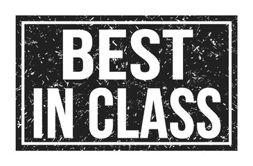 BEST IN CLASS, words on black rectangle stamp sign