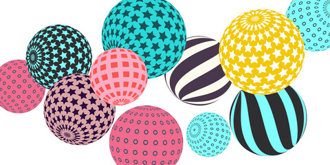 Retro 3d illustration abstract balls, great design for any purposes.  Modern cover concept. Vector modern banner. Background wall design.