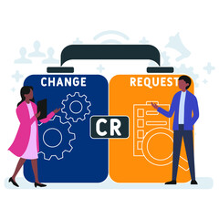 CR - Change Request acronym. business concept background.  vector illustration concept with keywords and icons. lettering illustration with icons for web banner, flyer, landing