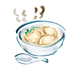 水餃子の手描き和風イラスト　ベクター