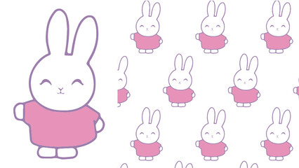 Cute rabbit silhouette, wrapping paper, kawaii