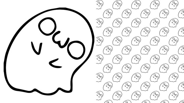 Ghost with OwO face, cute, kawaii