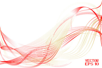 Abstract Red and Yellow Pattern with Waves. Striped Linear Texture. Fire and Flames. Vector. 3D Illustration