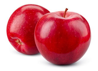 Apple on white background. Two red apples with yellow side isolated. Red appl with clipping path. Full depth of field.