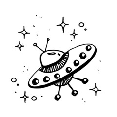 spaceship doodle in vector illustration