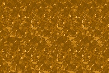 Gold background, Flower pattern, Flower decorative paper, Uniform texture, Leaf full of patterns, Vectorial for printing, Textures for design, Decorative background, For packaging