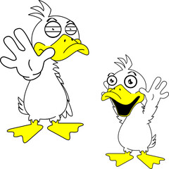 duck character cartoon kawaii expressions pack illustration in vector format