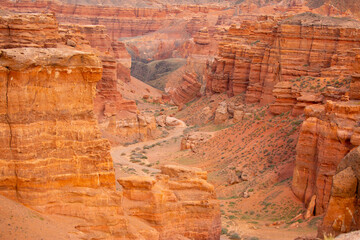 Natural unusual landscape red canyon of unusual beauty is similar to the Martian landscape, the Charyn canyon