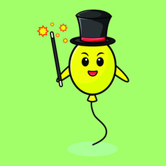 A gorgeous smart cute cartoon magician balloon style design for t-shirt, sticker, logo element