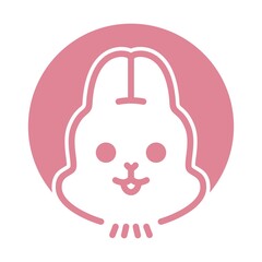 Pink rabbit head vector icon illustration